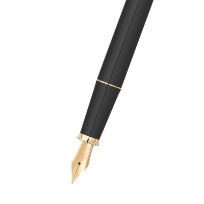 Cross Townsend® Black Lacquer with 23KT Gold-Plated Appointments and Solid 18KT Gold Fine Nib Fountain Pen