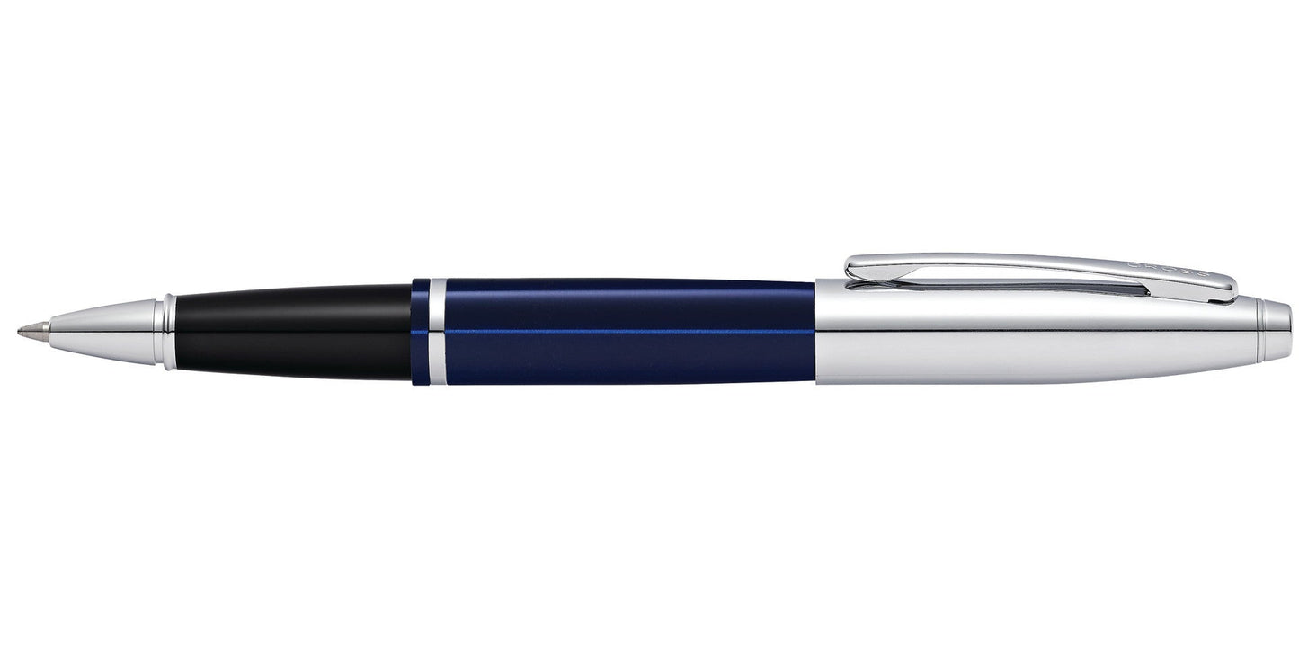 Calais Chrome & Blue Lacquer Rollerball Pen