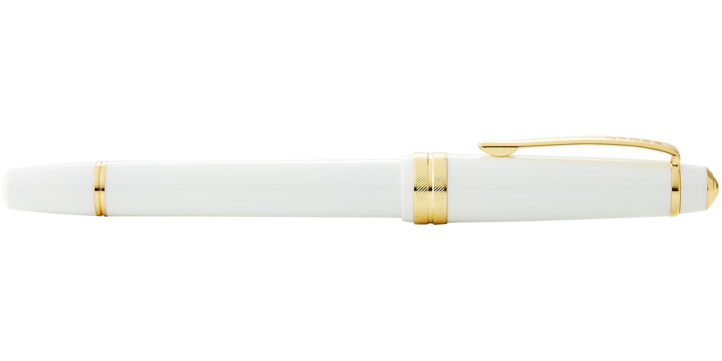 Bailey Light Polished White Resin and Gold Tone Rollerball Pen